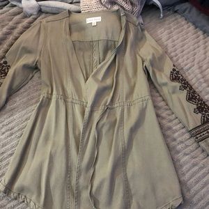 Green long jacket that ties.